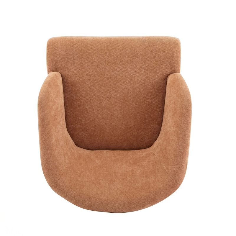 Modern Accent Chair with Round Back & Wooden Legs - Mid-Century Inspired Lounge Chair for Living Room, Bedroom, or Office