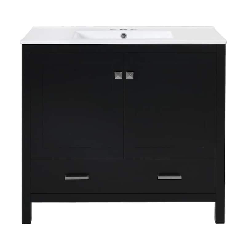 36"Freestanding Bathroom Vanity with Ceramic Sink - Black