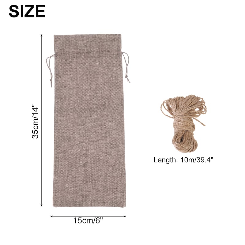 12pcs Burlap Wine Bags, Wine Gift Pouches with Drawstrings - Brown