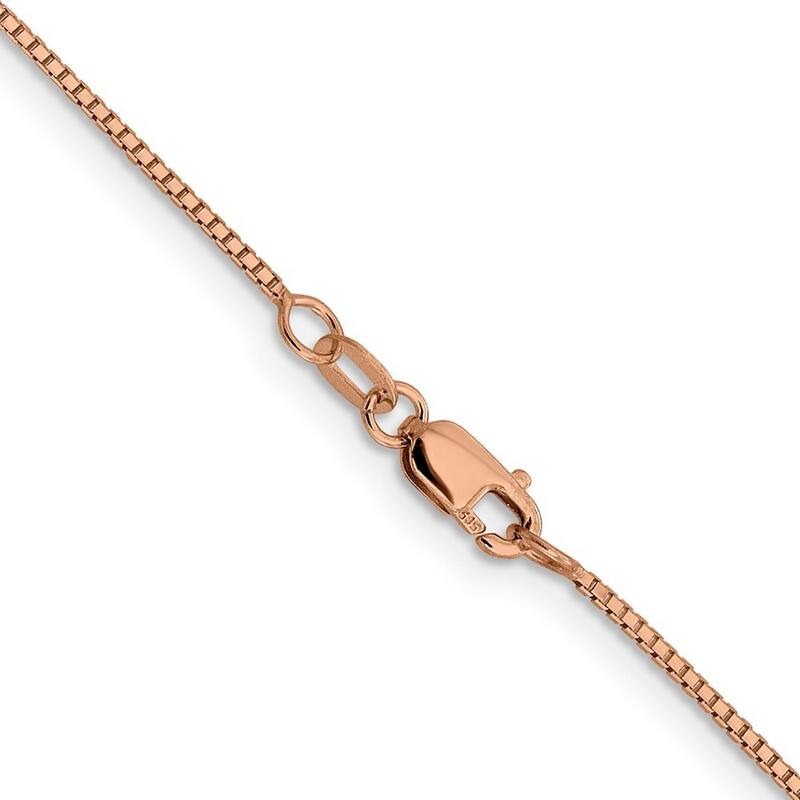Curata Italian 14k Rose Gold Octagonal Sparkle Box Chain Necklace (Lobster) Options: 16 18 20