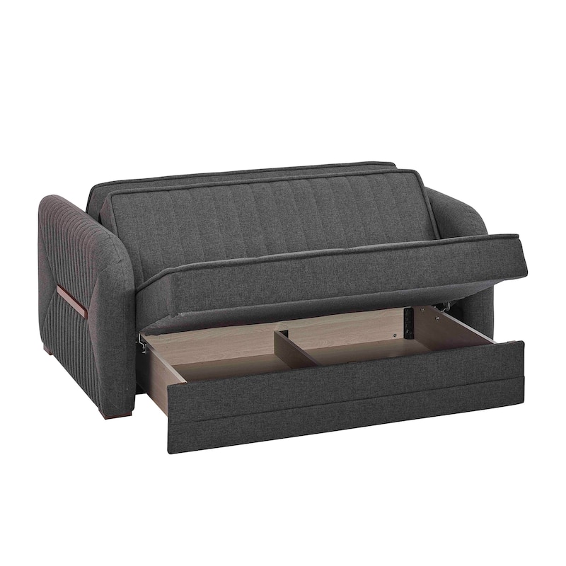 Collection Upholstered Convertible Loveseat With Storage - Grey