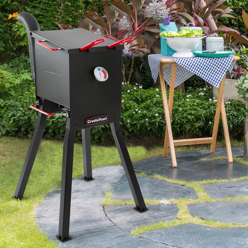 Creole Feast DF02B Outdoor Propane Deep Fryer, 17 QT Oil Capacity with 2 Frying Baskets, Lid & Thermometer, 54,000 BTU