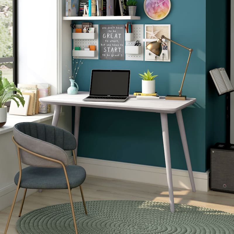 Domina Contemporary 47-inch Beveled Edge Computer Desk by Furniture of America - White Oak