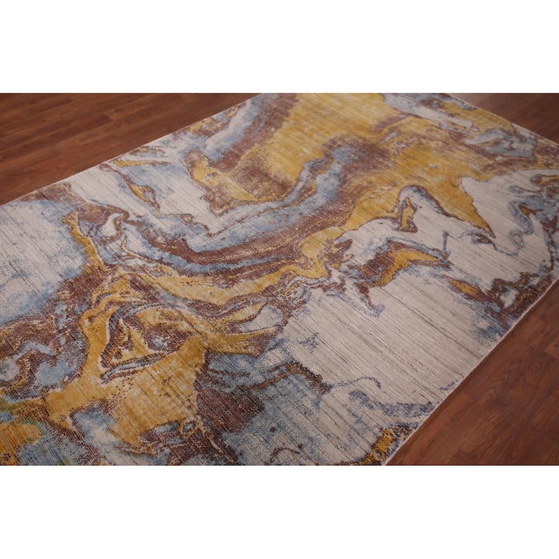 Contemporary Oriental Area Rug Hand-Knotted Modern Wool Carpet - 5'0" X 8'0"