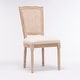 preview thumbnail 1 of 10, Square Rattan Back Dining Chair Set of 2, Cream Linen Fabric Chairs Cream