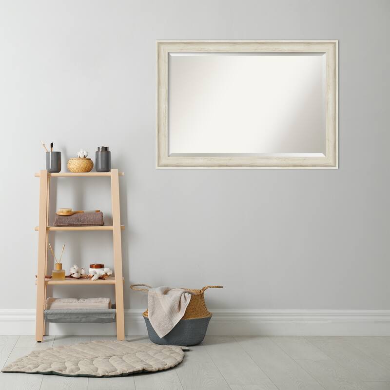 Beveled Bathroom Wall Mirror - Regal Birch Cream Frame - Regal Birch Cream