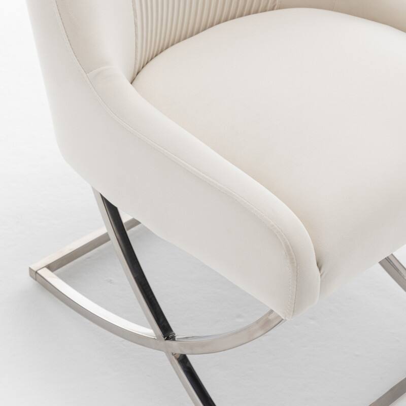 Modern Contempoary Velvet Dining Chair Set of 2 with Metal Frame Legs and Back Pull