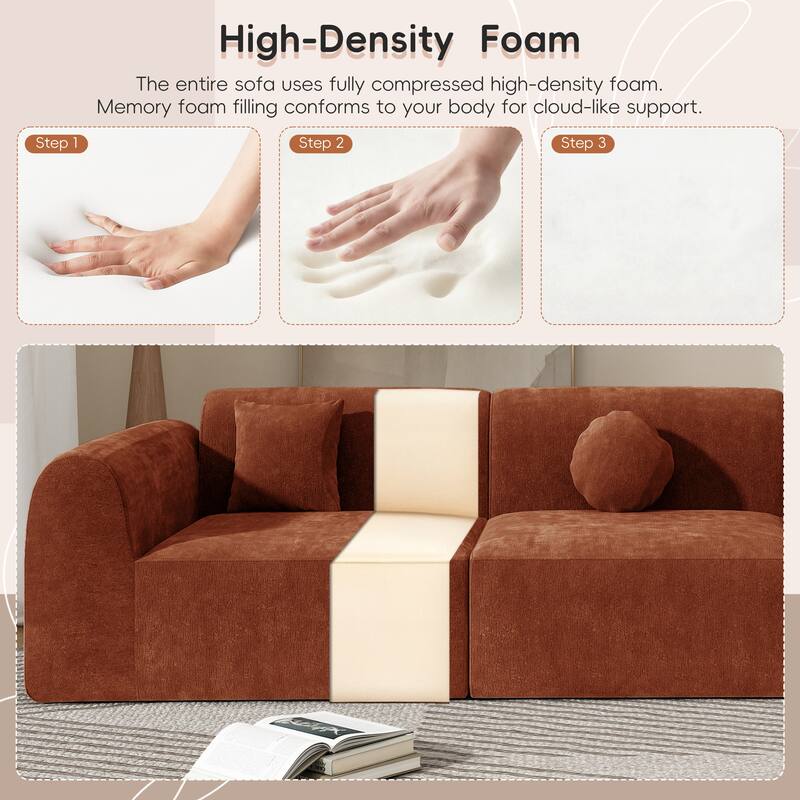 140" Fully Assembled Curved Sectional Sofa with High-Density Compressed Foam Chaise Lounge 3-Piece Modern Living Room Set