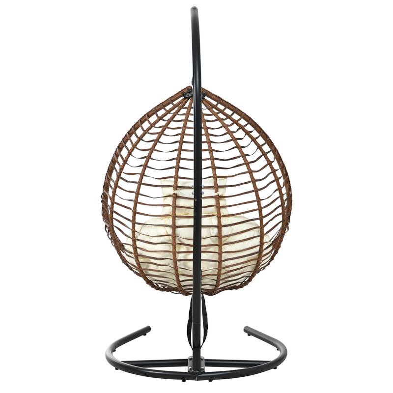Roomfitters Indoor Outdoor Hanging Egg Hammock Chair with Stand, Wicker Rattan Swing for Patio and Bedroom