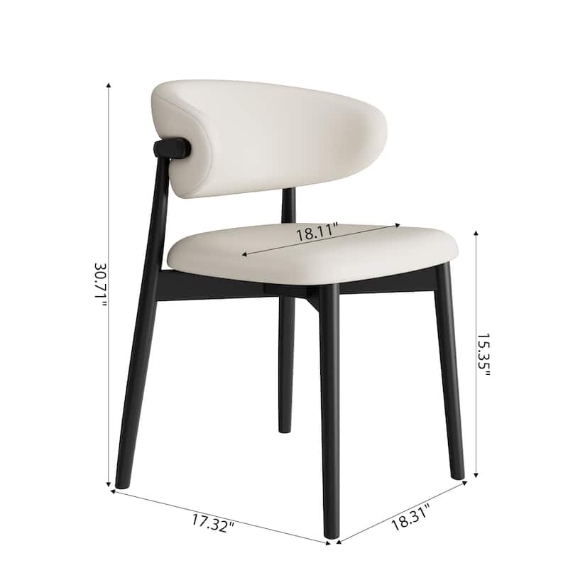 Leather Upholstered Dining Chairs Set Of 2, Armless Side Chair With Backrest