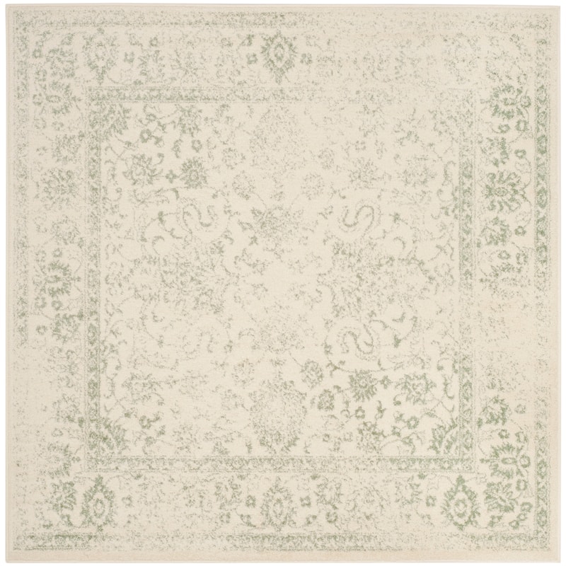 SAFAVIEH Adirondack Riin Rustic Shabby Chic Distressed Rug - 5' Square - Ivory/Sage