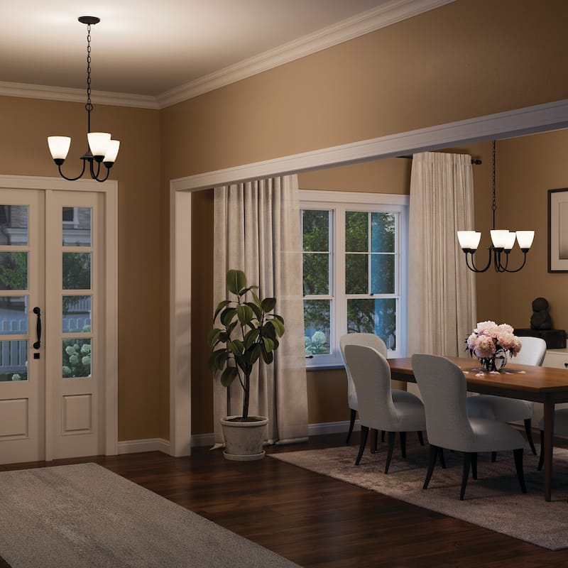 Kichler Lighting Jolie 5-Light Chandelier with Satin Etched Glass in Black