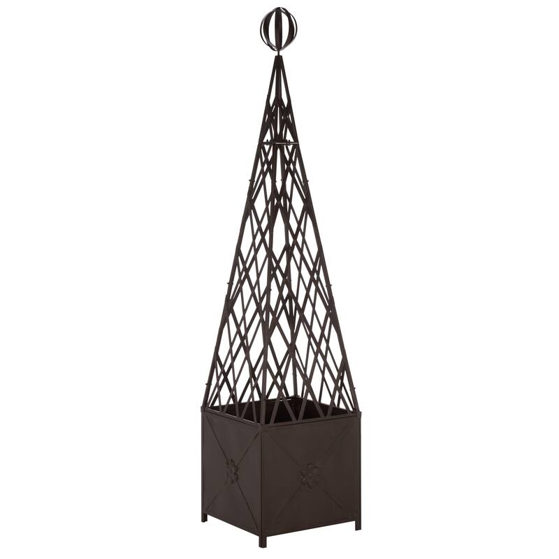 SAFAVIEH Outdoor Patio Furniture Caledonia Trellis Planter - 22"W x 22"D x 98"H