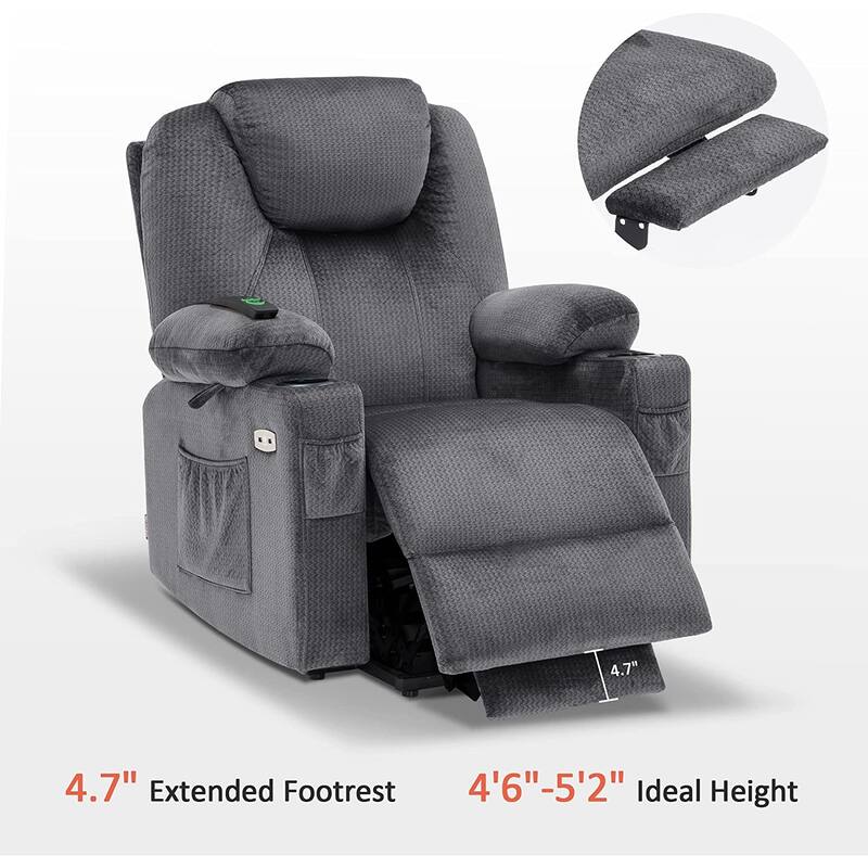 MCombo Small Power Lift Recliner Chair Sofa with Massage and Heat, 3 Positions and USB Ports Extended Footrest, Fabric 7141