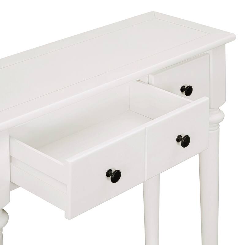 59.8" Retro Console Table with 4 Drawers and Open Shelf for Entryway, Living Room