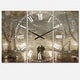 preview thumbnail 2 of 4, Designart 'Couple Walking in Night Lights' Cottage 3 Panels Large Wall CLock - 36 in. wide x 28 in. high - 3 panels