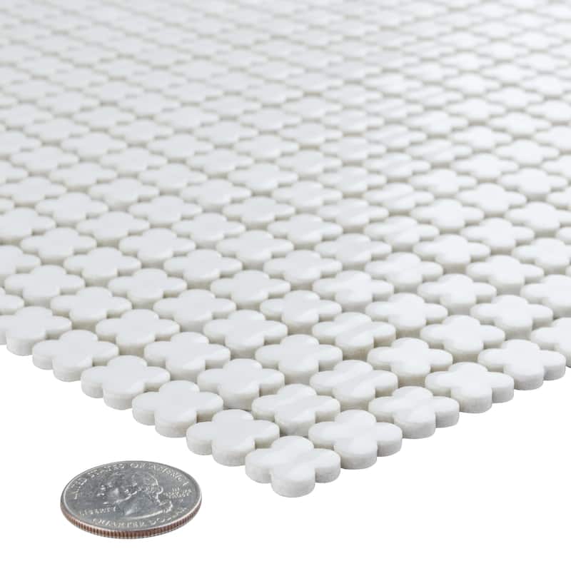 Merola Tile Fioretti Glossy Blanco 12" x 12" Porcelain Floor and Wall Tile