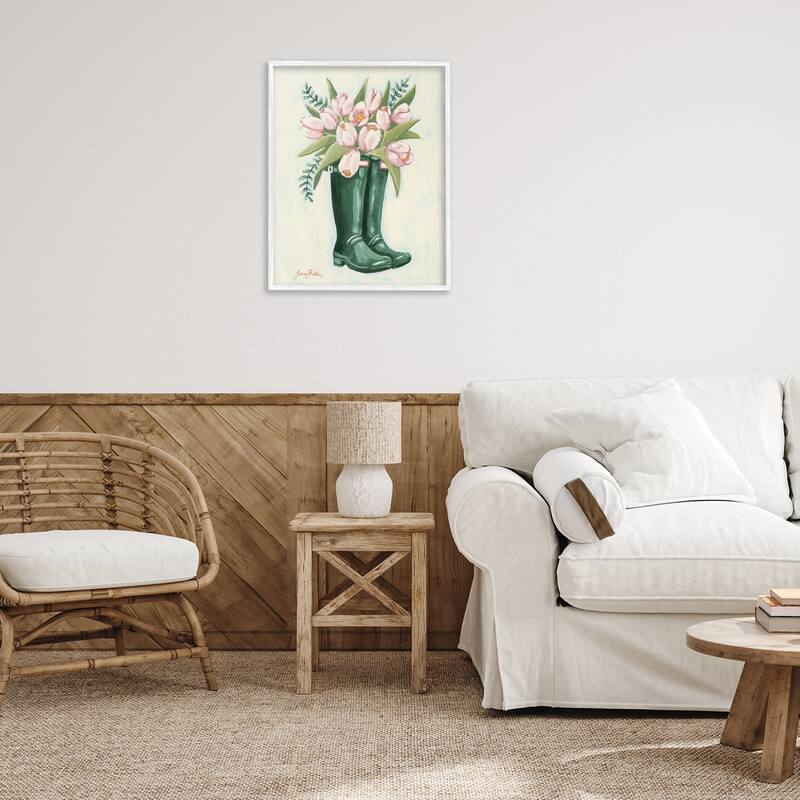 Stupell Tulips in Rain Boots Framed Giclee Art Design By Sara Baker