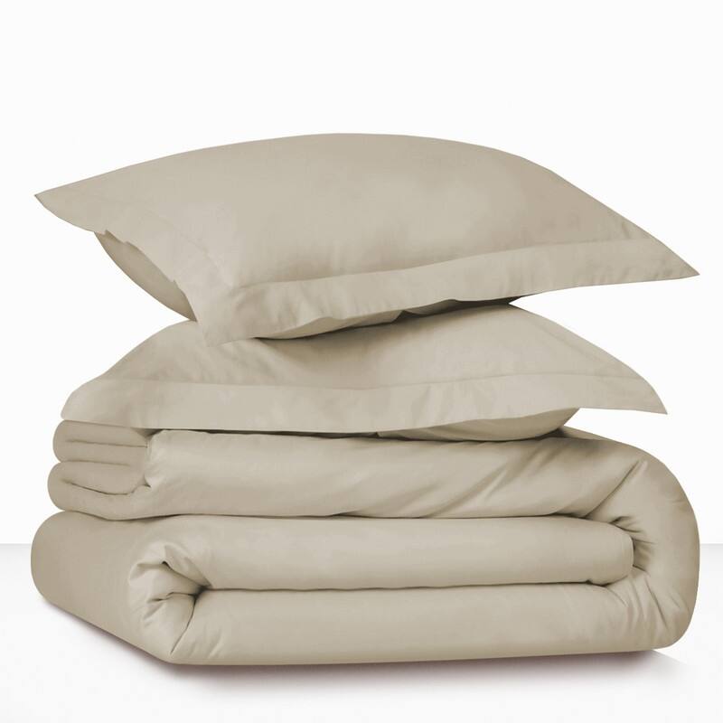 Farm to Home Dreamy Cotton Duvet Set with Button Closure, 2-Piece - Sand - Full - Queen