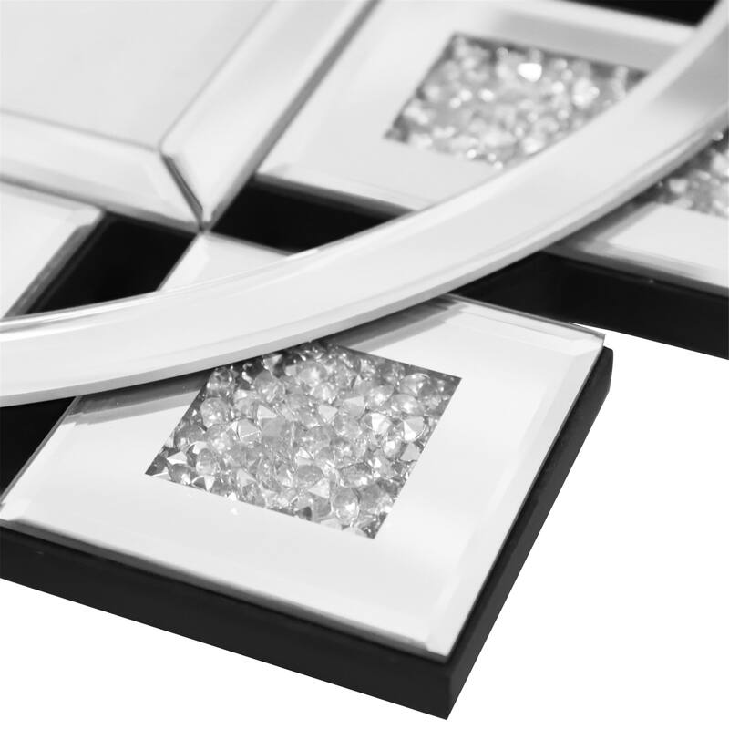 Gold/Silver Irregular Luxury Mirrored Wall Clock w/Crushed Diamond Inlay - 23.62x23.62 inch