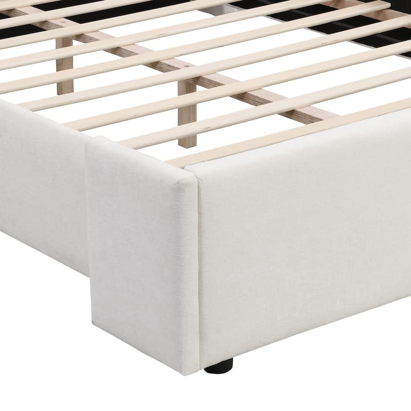 Christopher Knight Home - Isabella Queen White Fabric Upholstered Bed with Tall Wingback Headboard