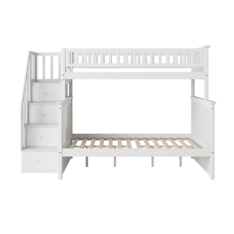 Columbia Twin over Full Solid Wood Staircase Bunk Bed in White ...