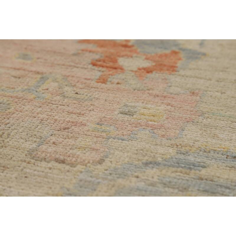 Oushak Turkish Area Rug Vegetable Dye Hand-Knotted Wool Carpet - 6'11"x 9'7"