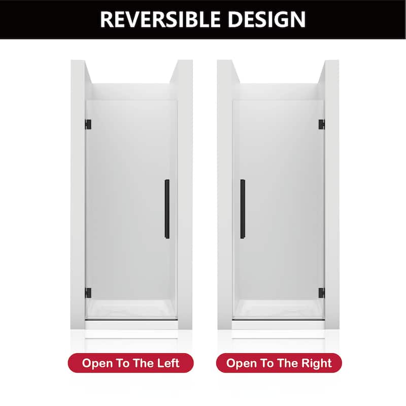 i-Homare 30 in.W x 72 in.H Frameless Pivot Shower Door, 5/16 in SGCC Frosted Tempered Glass