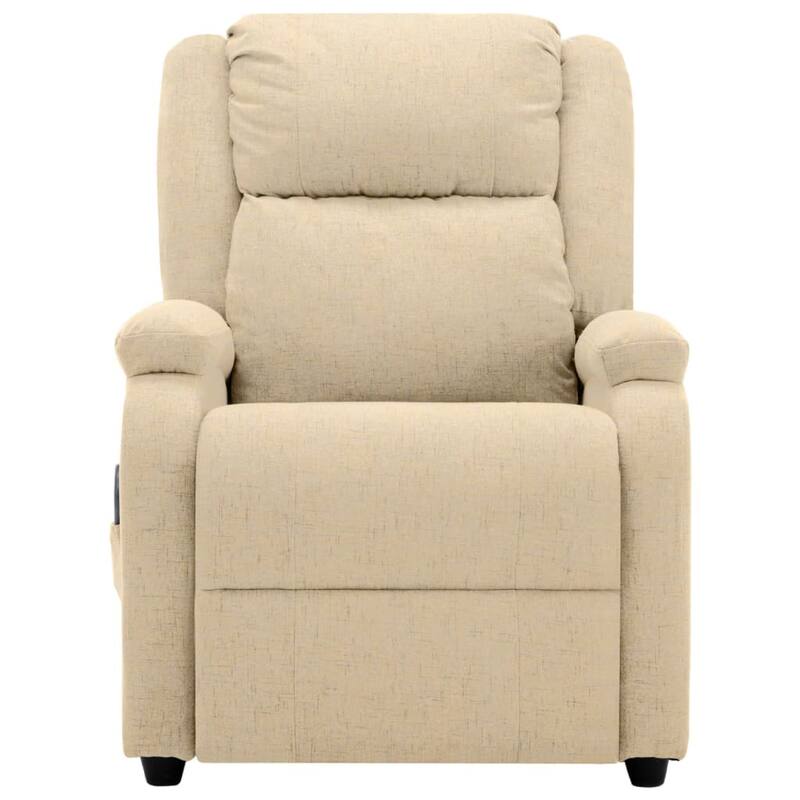 Keo Manual Reclining Massage Chair, Padded Arms, Cream White Fabric