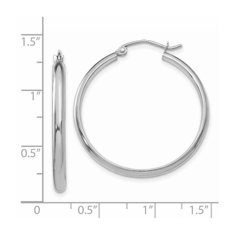 Curata 14k White Gold 2.75x30.5mm Polished Hoop Earrings