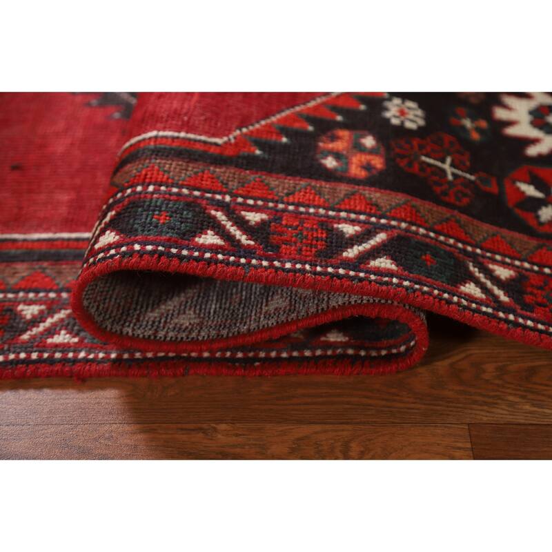 Hamedan Persian Vintage Area Rug Handmade Wool Carpet - 4'0"x 7'0"