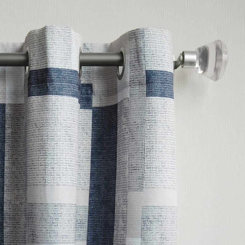 No. 918 Takumi Geometric Blocks Semi Sheer Grommet Curtain Panel, Single Panel
