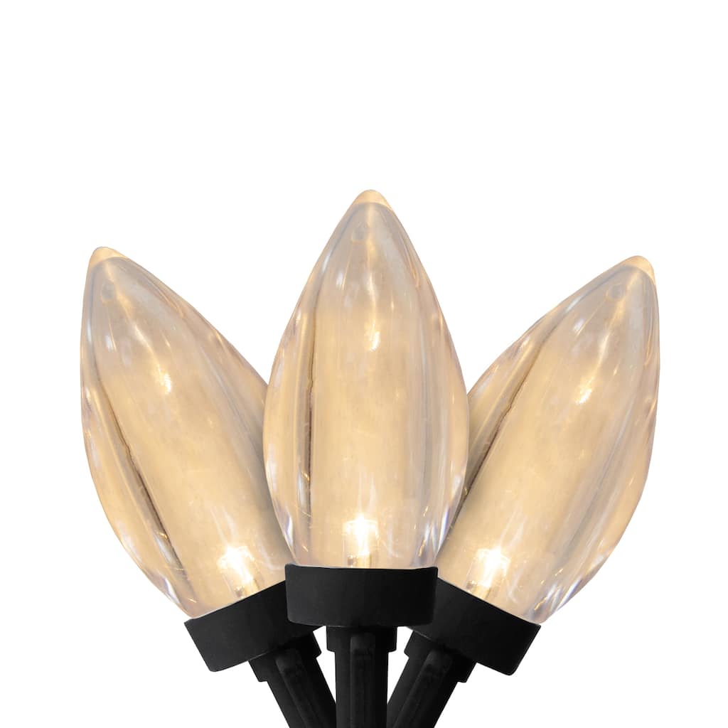 C9 LED Christmas Lights - Warm White - 16' Black Wire - 25ct