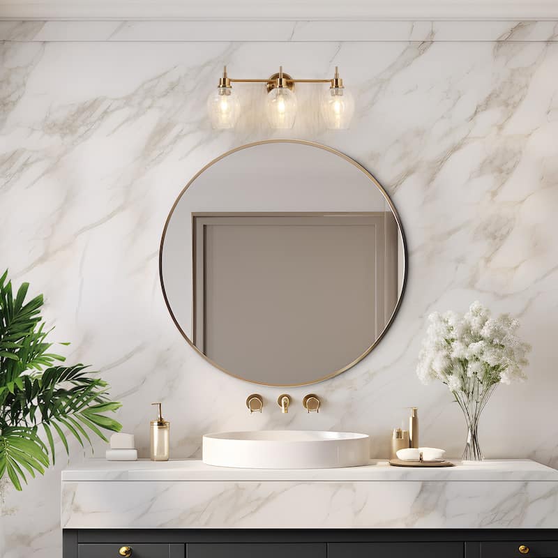 Modern Gold 3-Light Bathroom Vanity Light Glass Wall Sconces - W23.6" * H8.1"