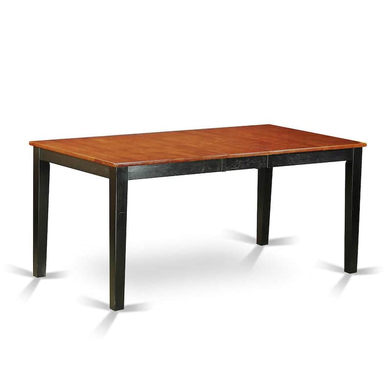 HomeStock 7-Piece Rectangle Black and Cherry Finish Solid Wood Top Dining Table with 6-Chairs with Butterfly Leaf Lattice Back