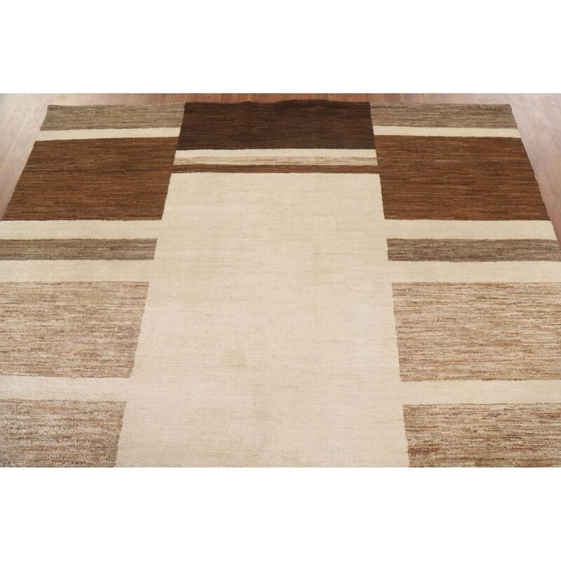 Geometric Gabbeh Kashkoli Area Rug Handmade Wool Carpet - 6'5" x 8'0"
