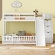 preview thumbnail 1 of 7, Pine Solid Wooden Bunk Bed with Slide, Storage Staircase and Safety Guardrails White