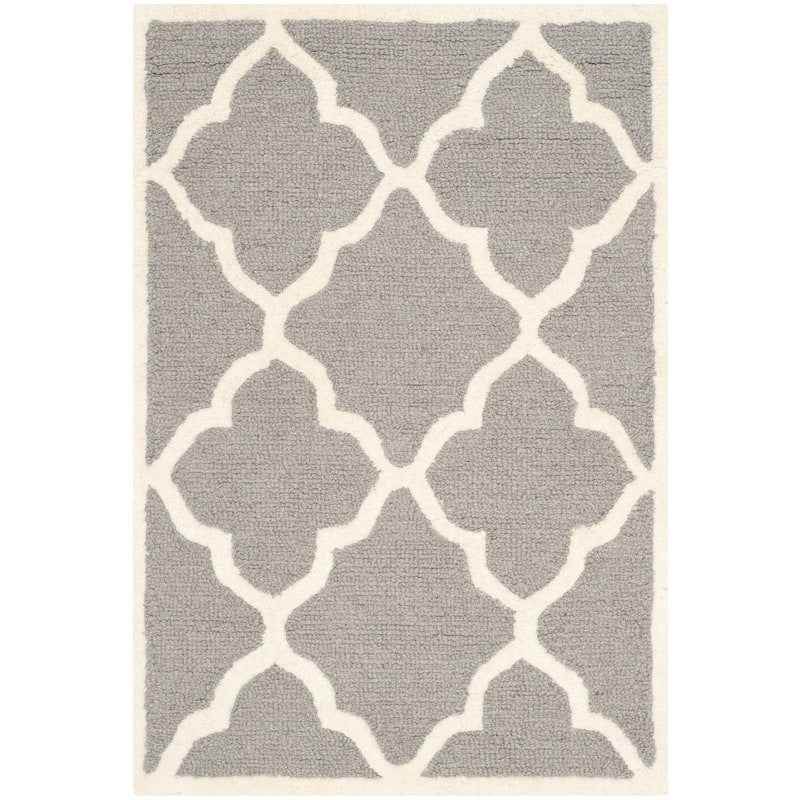 SAFAVIEH Handmade Cambridge Tinca Modern Moroccan Wool Rug - 2' x 3' - Dark Grey/Ivory