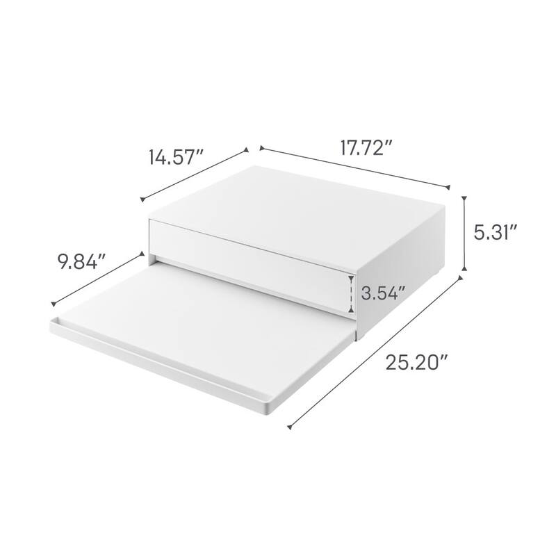 Yamazaki Home Countertop Drawer with Pull-Out Shelf, Steel, Holds 37 lbs - L 15.47 x W 17.72 x H 5.31 inches
