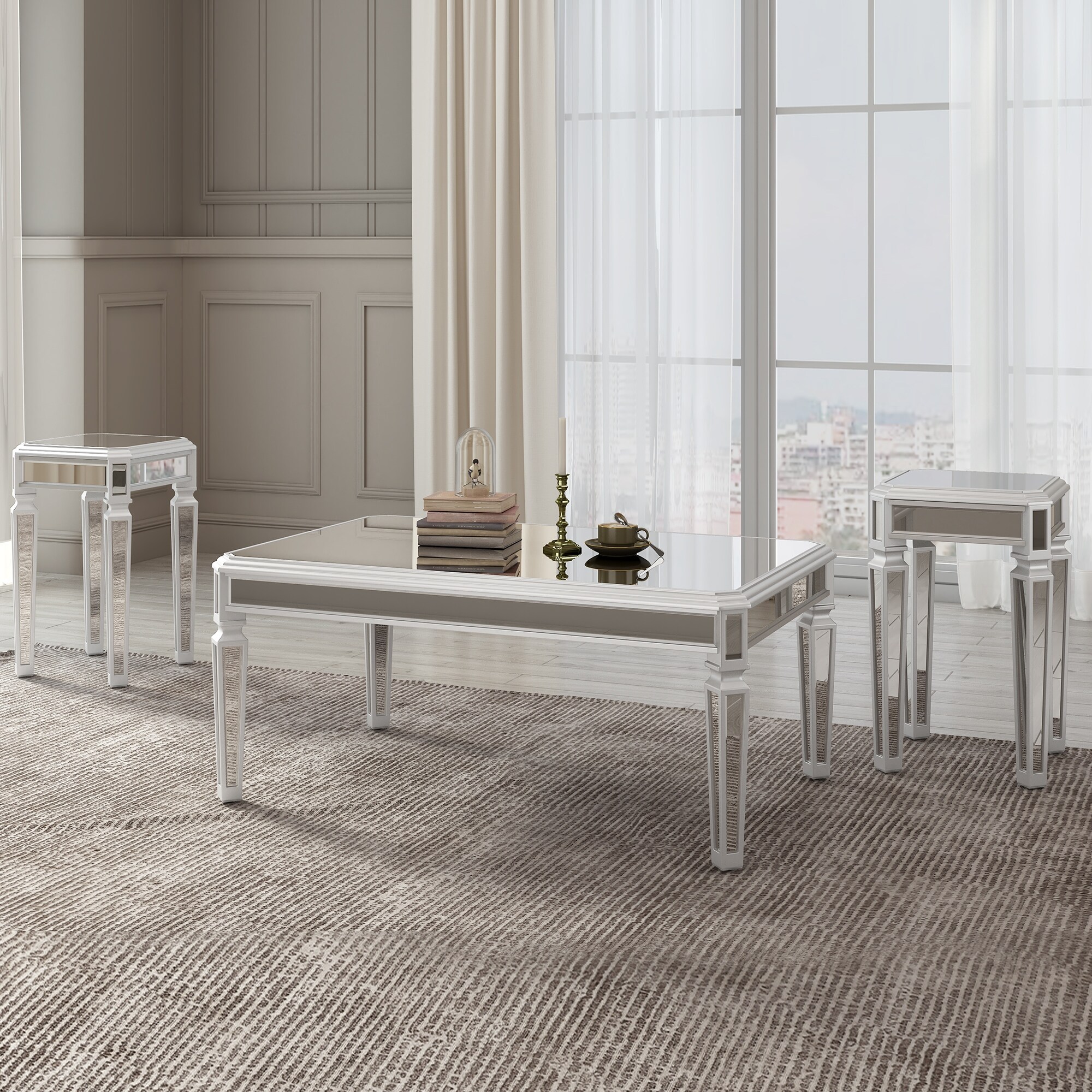 Mirrored end table with storage deals
