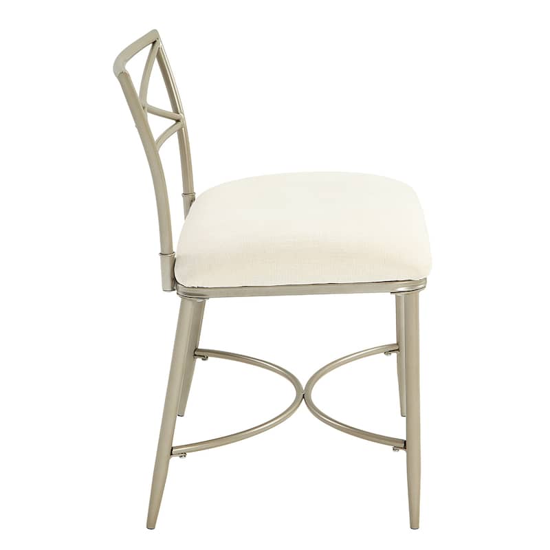 Azalea Park Champagne Gold Upholstered Iron Vanity Bench - Champagne Gold & Creamy White - 24.41 W x 19.29 D x 30.71 H"