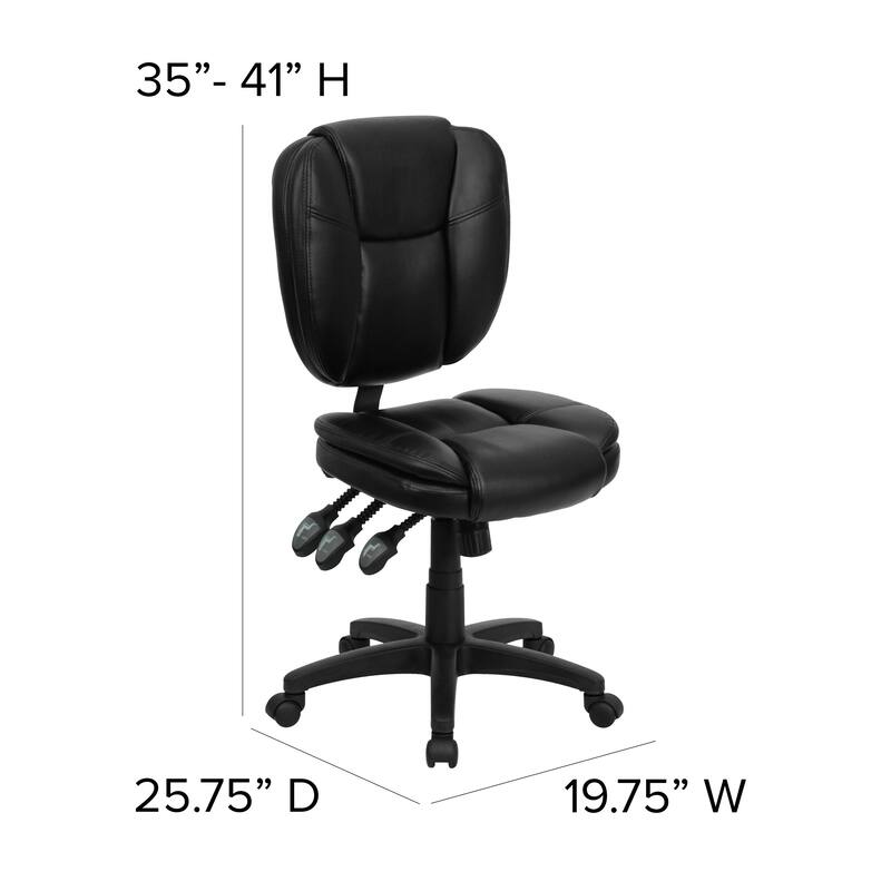 Mid-Back Multifunction Ergonomic Task Office Chair with Pillow Top Cushioning