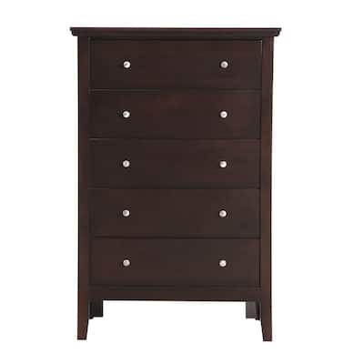 5-Drawer Wooden Bedroom Chest - 48" - Espresso Brown