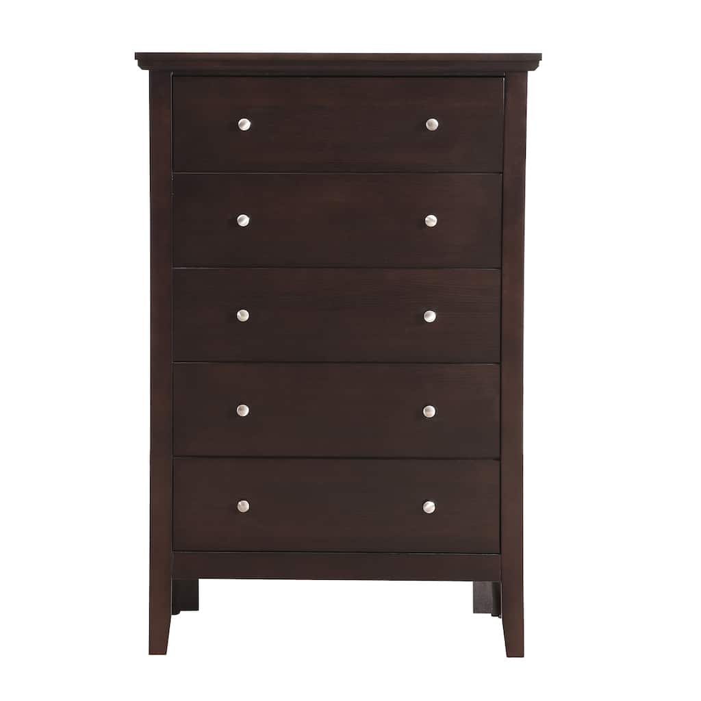 5-Drawer Wooden Bedroom Chest - 48" - Espresso Brown