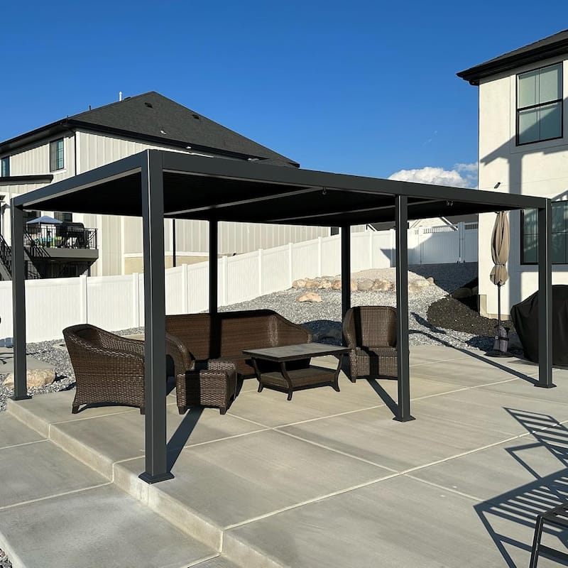 PURPLE LEAF Louvered Pergola Sun Shade Shelter with Adjustable Metal Roof for Patio Hardtop Pergola