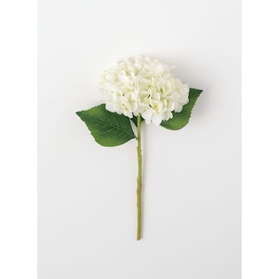 Sullivans Artificial Hydrangea Stem with Leaves 14"H White Flowers - 14"H x 4"L x 4"W