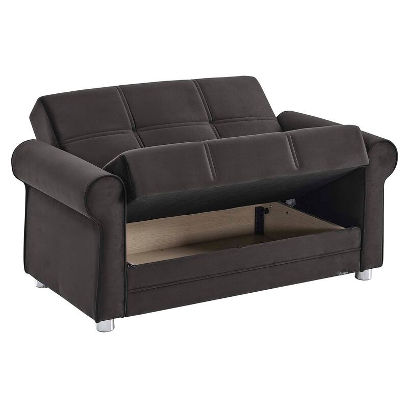Collection Upholstered Convertible Loveseat With Storage - Black