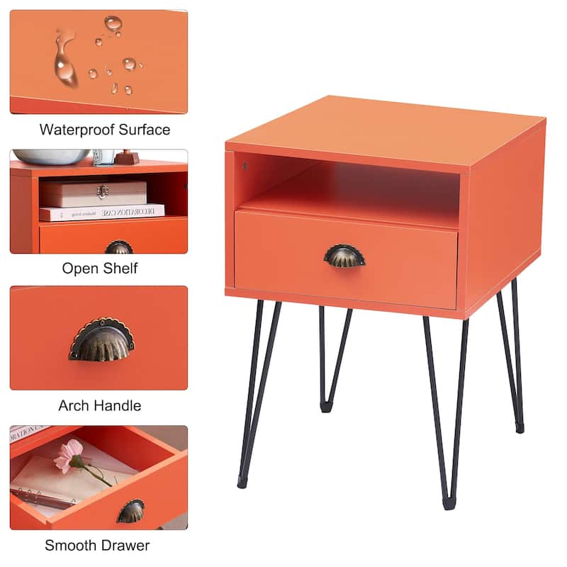 Taomika 2-Piece 1-Drawer Nightstand Set with Drawer Compact Open Shelf Bedside Table for Saving Space(Set of 2 )