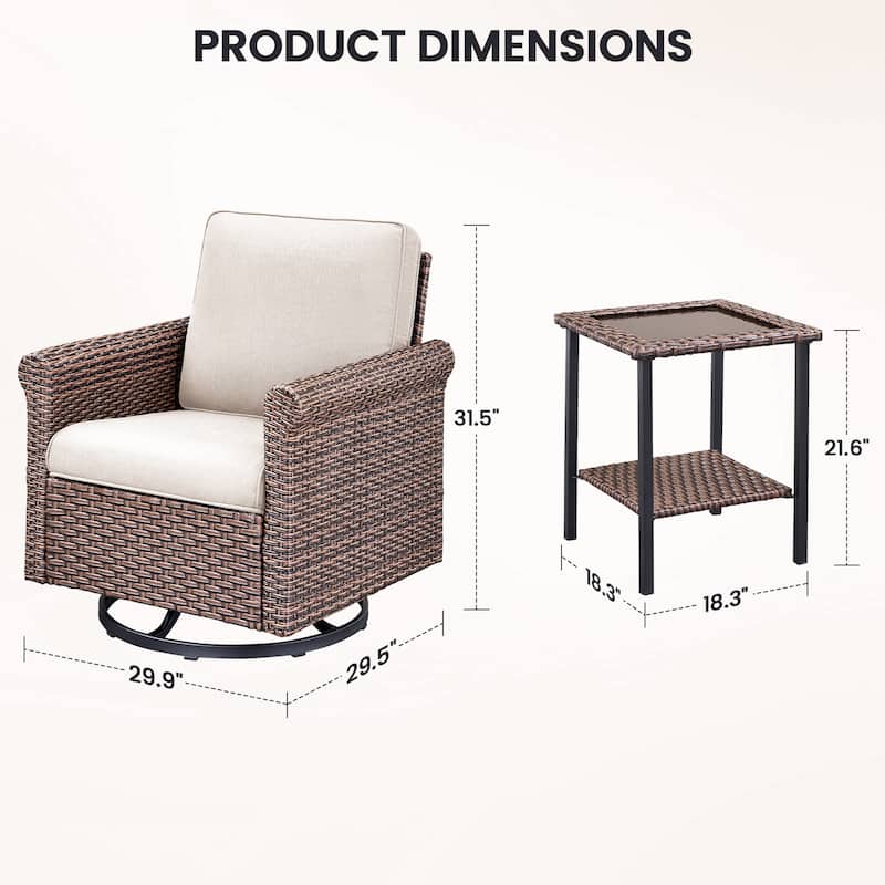 Pocassy Outdoor Sofa Swivel Chairs Patio Chair Funiture Set