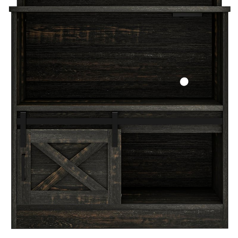 Moasis Farmhouse Kitchen Bakers Rack with Storage Shelves Microwave Oven Stand